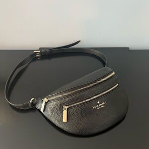 Kate Spade Black Belt Bag with Gold Accents